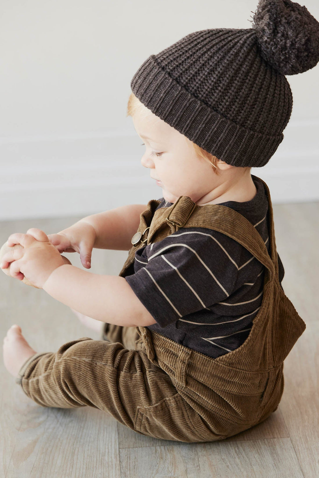 Pima Cotton Jason Tee - Easy Stripe Dark Chocolate/Woodsmoke Childrens Top from Jamie Kay NZ