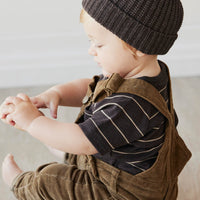 Pima Cotton Jason Tee - Easy Stripe Dark Chocolate/Woodsmoke Childrens Top from Jamie Kay NZ