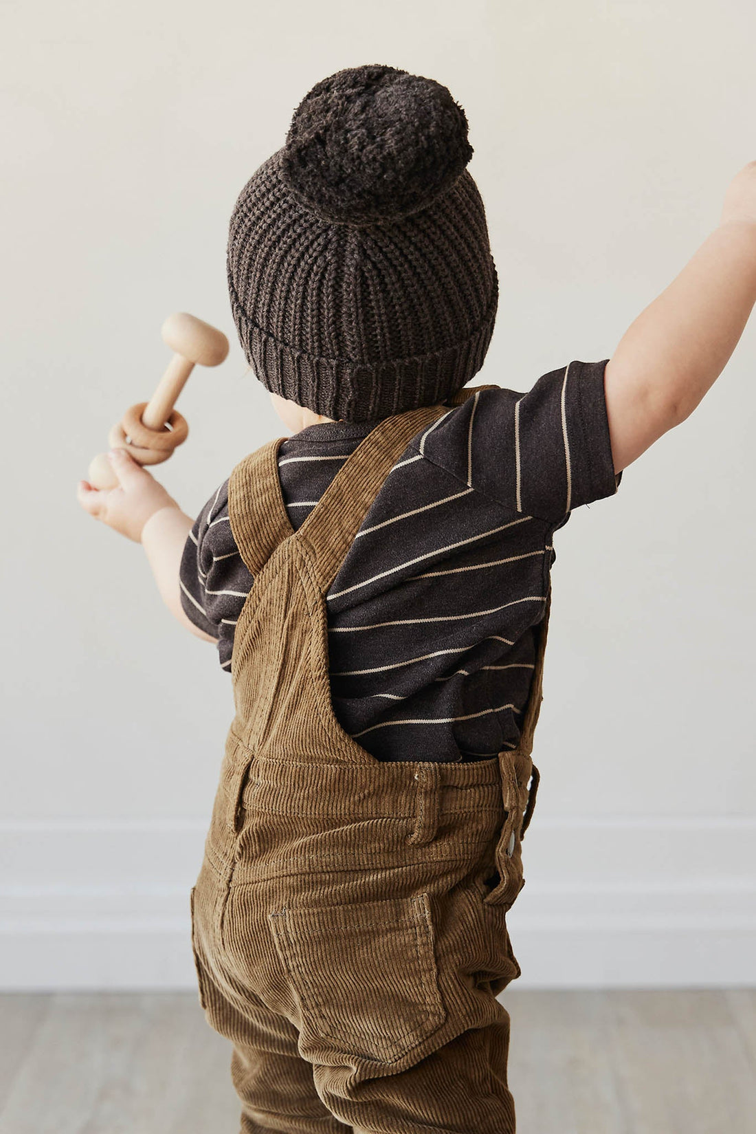 Pima Cotton Jason Tee - Easy Stripe Dark Chocolate/Woodsmoke Childrens Top from Jamie Kay NZ