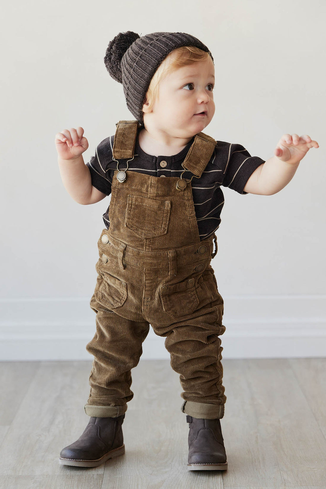 Pima Cotton Jason Tee - Easy Stripe Dark Chocolate/Woodsmoke Childrens Top from Jamie Kay NZ