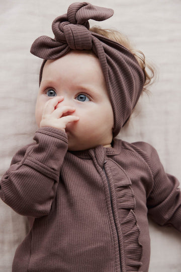 Organic Cotton Fine Rib Headband - Deep Cocoa Childrens Headband from Jamie Kay NZ