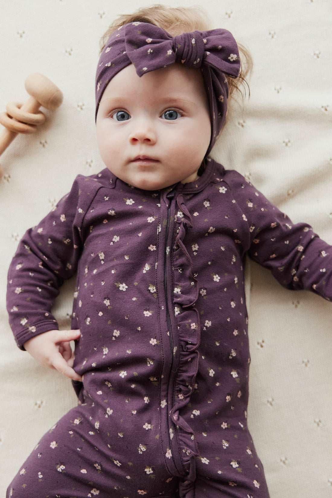 Organic Cotton Melanie Onepiece - Goldie Huckleberry Sparse Childrens Onepiece from Jamie Kay NZ