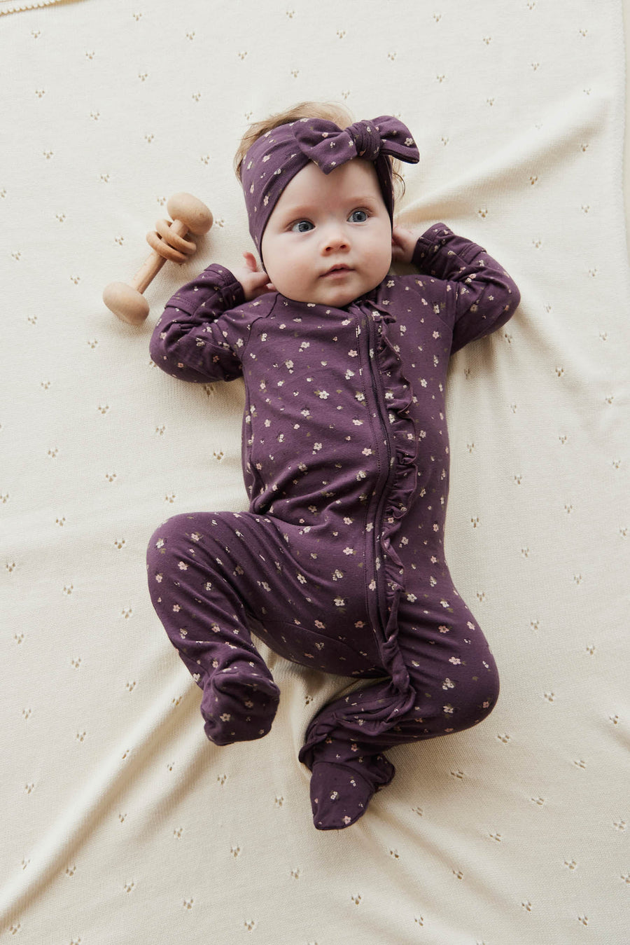 Organic Cotton Melanie Onepiece - Goldie Huckleberry Sparse Childrens Onepiece from Jamie Kay NZ