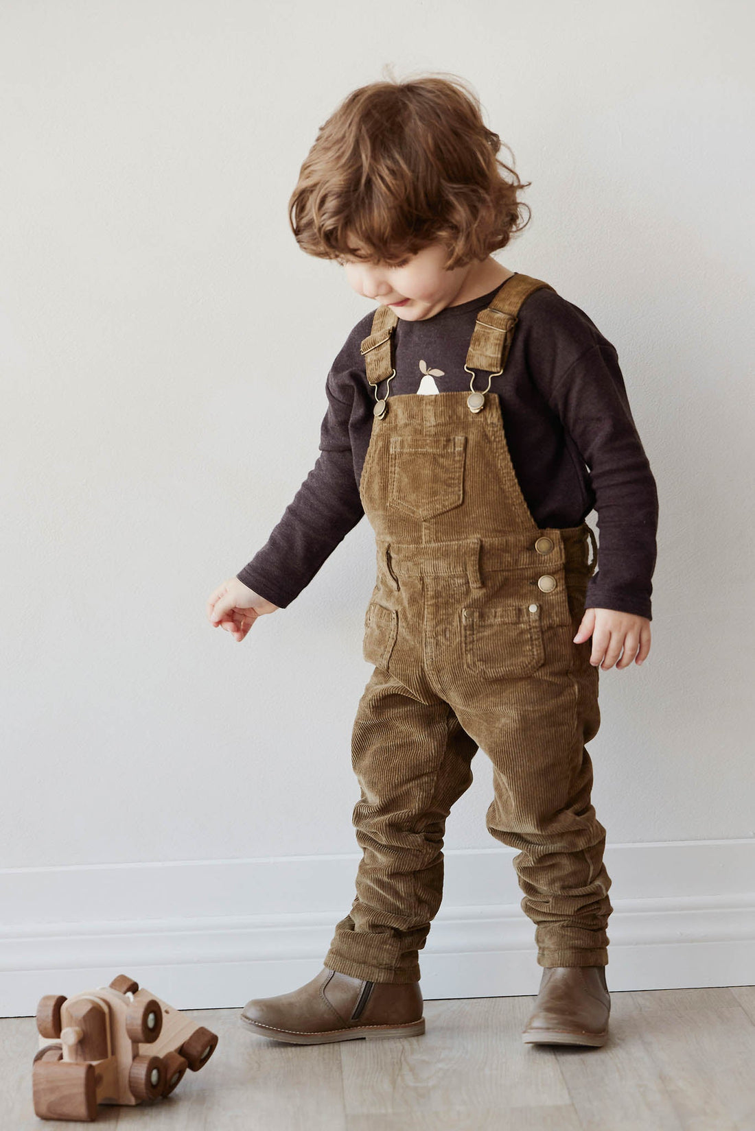 Pima Cotton Arnold Long Sleeve Top - Dark Chocolate Childrens Top from Jamie Kay NZ