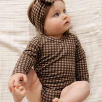 Organic Cotton Jesse Bodysuit - Gingham Shiitake Childrens Bodysuit from Jamie Kay NZ