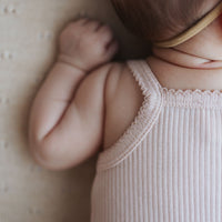 Organic Cotton Modal Singlet Bodysuit - Dainty Pink Childrens Bodysuit from Jamie Kay NZ