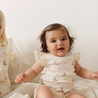 Organic Cotton Fine Rib Ellison Frill Sleeve Pyjama Set - Little Fawn Childrens Pyjama from Jamie Kay NZ