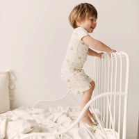 Organic Cotton Fine Rib Bronte Short Sleeve Pyjama Set - Clover Fields Childrens Pyjama from Jamie Kay NZ