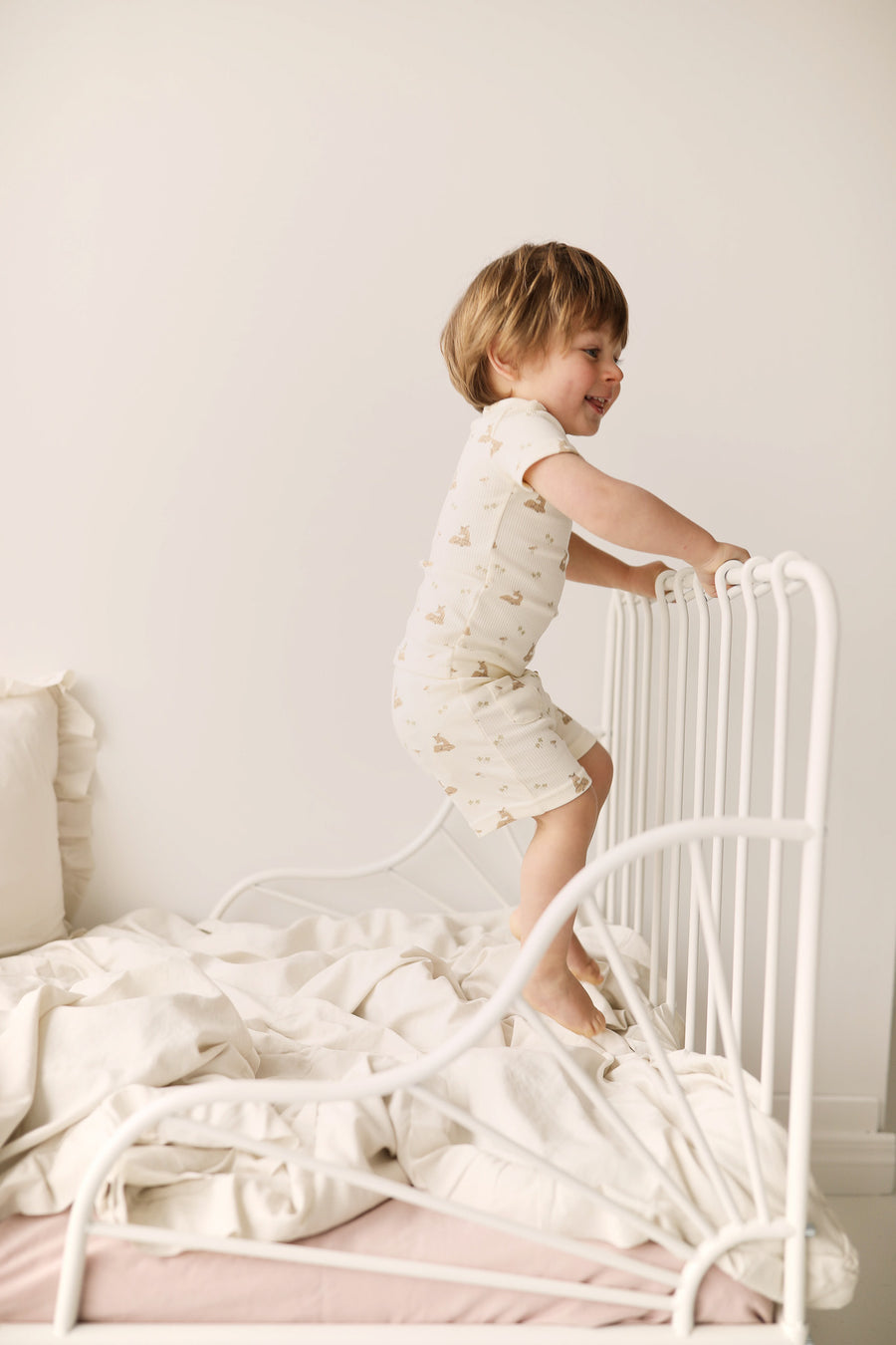 Organic Cotton Fine Rib Bronte Short Sleeve Pyjama Set - Clover Fields Childrens Pyjama from Jamie Kay NZ