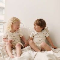 Organic Cotton Fine Rib Bronte Short Sleeve Pyjama Set - Clover Fields Childrens Pyjama from Jamie Kay NZ