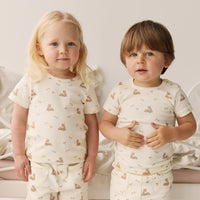 Organic Cotton Fine Rib Bronte Short Sleeve Pyjama Set - Clover Fields Childrens Pyjama from Jamie Kay NZ