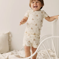 Organic Cotton Fine Rib Bronte Short Sleeve Pyjama Set - Clover Fields Childrens Pyjama from Jamie Kay NZ