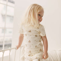 Organic Cotton Fine Rib Bronte Short Sleeve Pyjama Set - Clover Fields Childrens Pyjama from Jamie Kay NZ