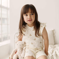 Organic Cotton Fine Rib Ellison Frill Sleeve Pyjama Set - Little Fawn Childrens Pyjama from Jamie Kay NZ