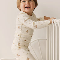 Organic Cotton Fine Rib Ellison Long Sleeve Pyjama Set - Clover Fields Childrens Pyjama from Jamie Kay NZ