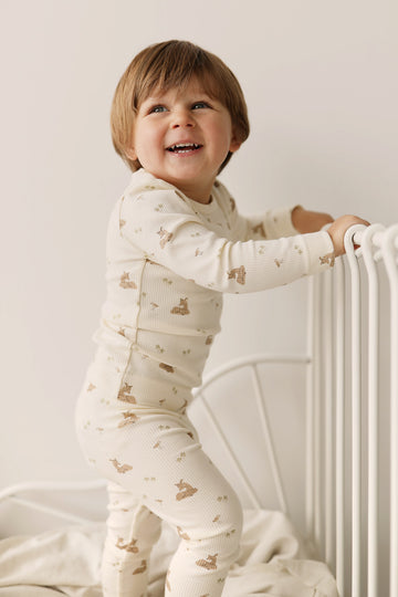 Organic Cotton Fine Rib Ellison Long Sleeve Pyjama Set - Clover Fields Childrens Pyjama from Jamie Kay NZ