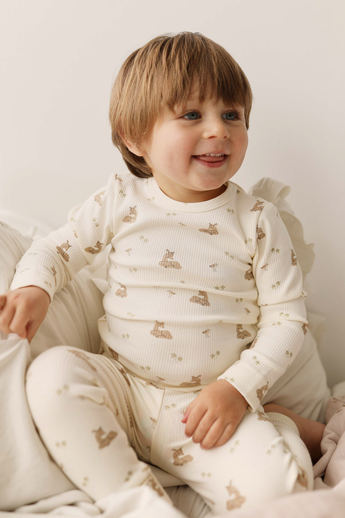 Organic Cotton Fine Rib Ellison Long Sleeve Pyjama Set - Clover Fields Childrens Pyjama from Jamie Kay NZ