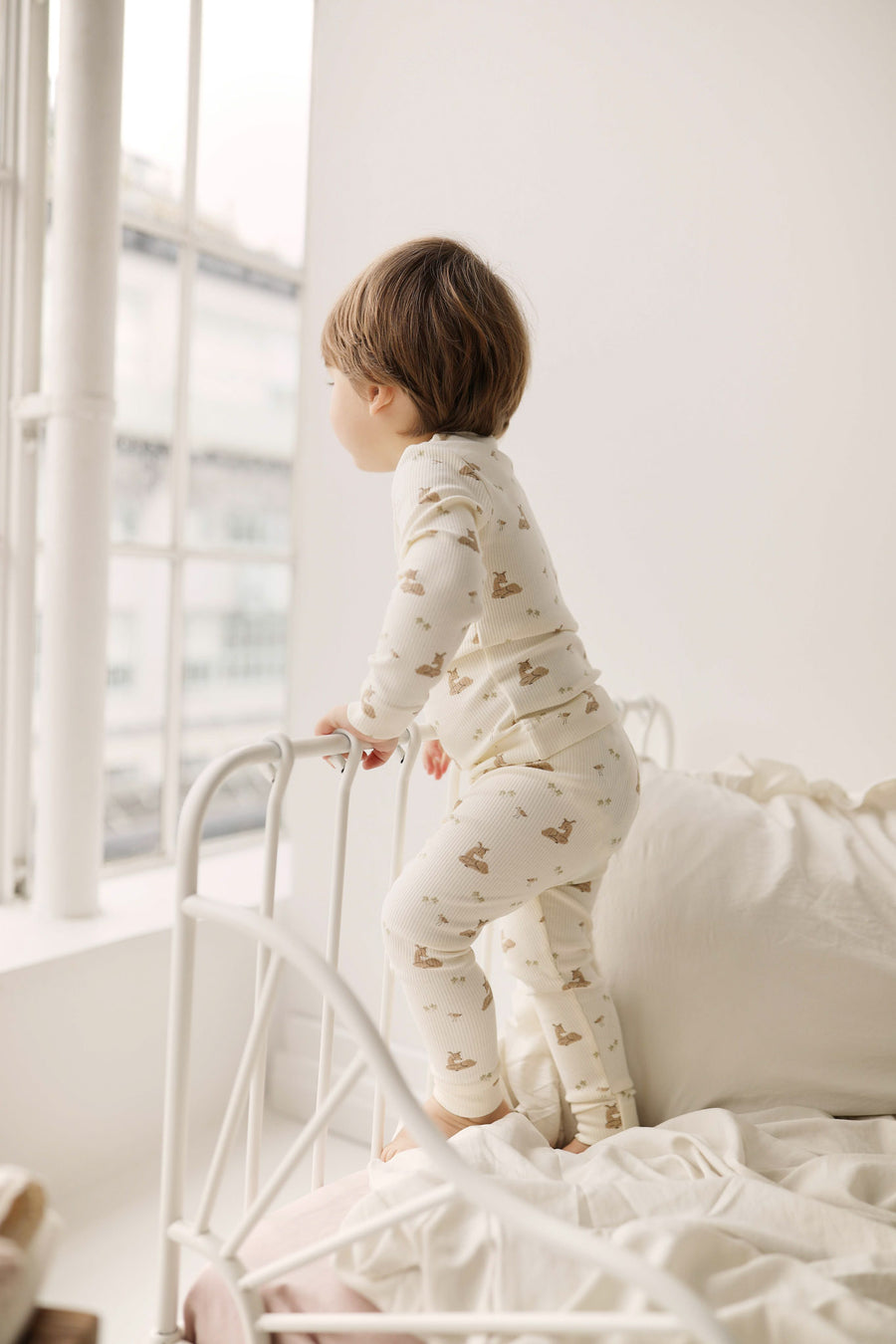 Organic Cotton Fine Rib Ellison Long Sleeve Pyjama Set - Clover Fields Childrens Pyjama from Jamie Kay NZ