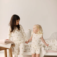 Organic Cotton Fine Rib Ellison Frill Sleeve Pyjama Set - Little Fawn Childrens Pyjama from Jamie Kay NZ