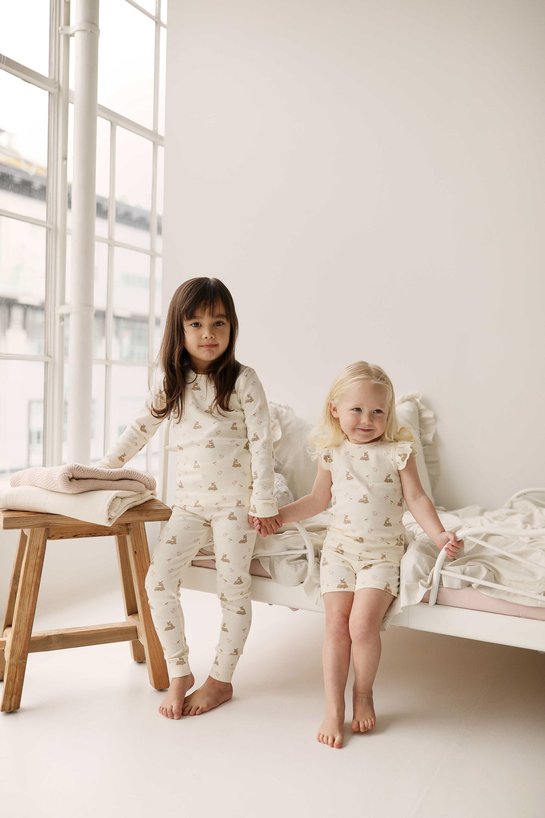 Organic Cotton Fine Rib Ellison Long Sleeve Pyjama Set - Little Fawn Childrens Pyjama from Jamie Kay NZ