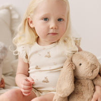 Organic Cotton Fine Rib Ellison Frill Sleeve Pyjama Set - Little Fawn Childrens Pyjama from Jamie Kay NZ