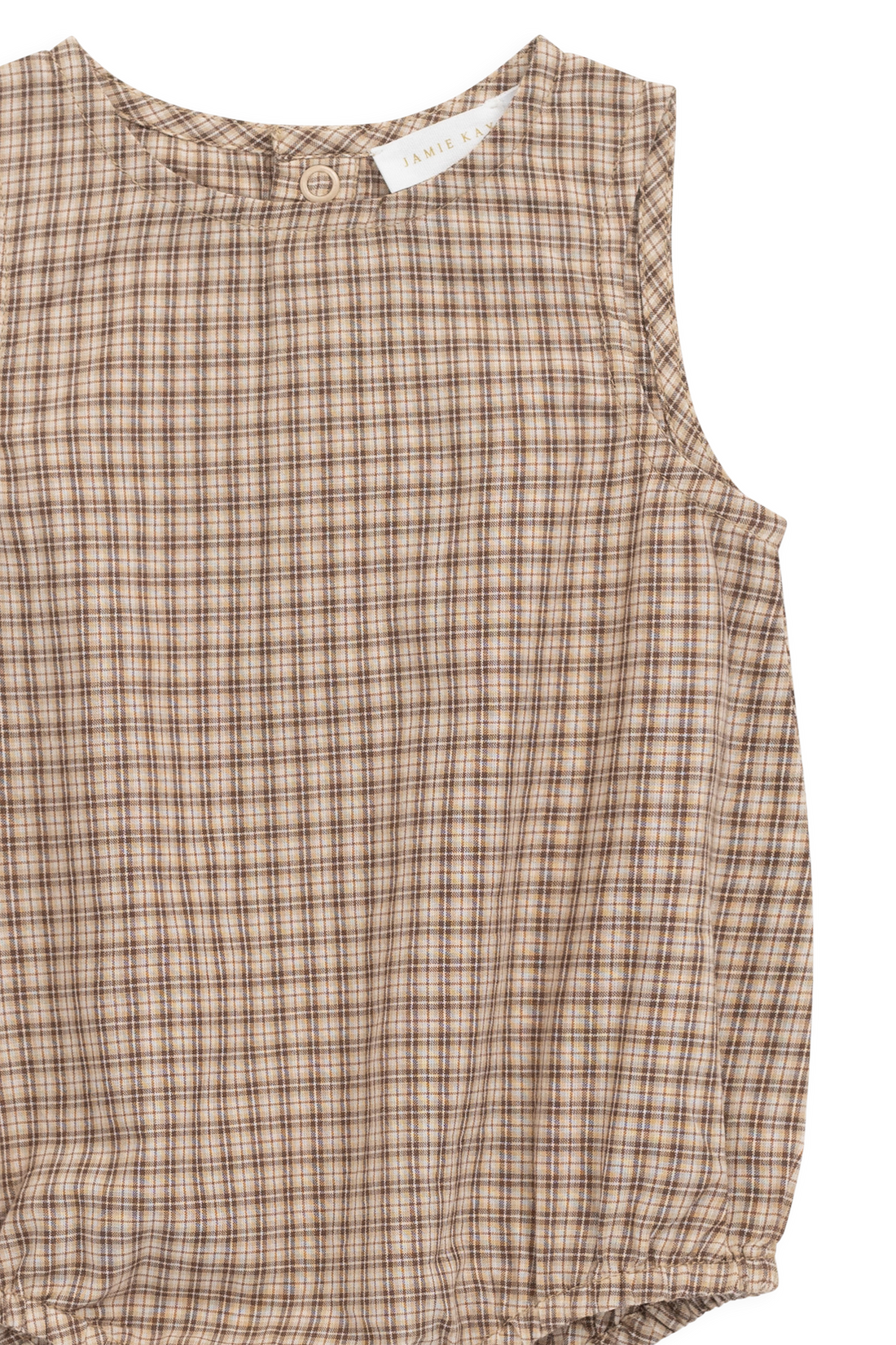Organic Cotton Bentley Playsuit - Cabin Check Cocoa Childrens Playsuit from Jamie Kay NZ