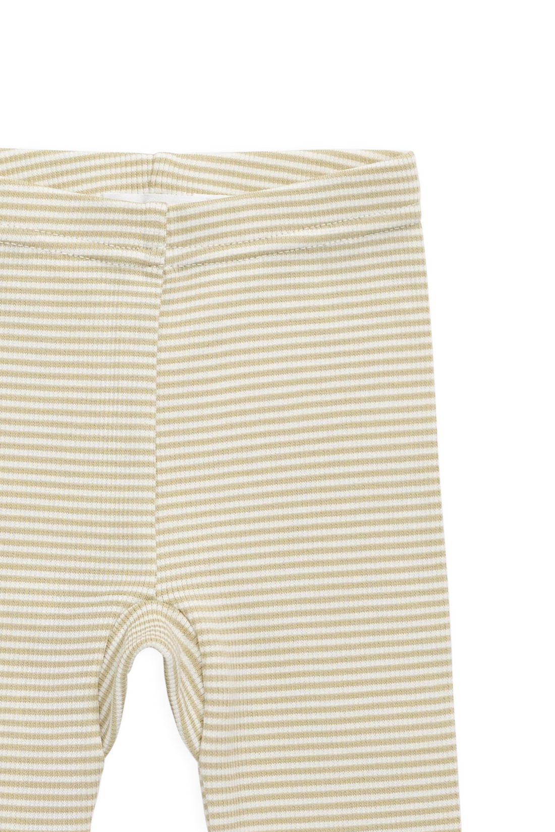 Organic Cotton Fine Rib Wiley Legging - Petite Stripe Hay/Cloud Childrens Legging from Jamie Kay NZ