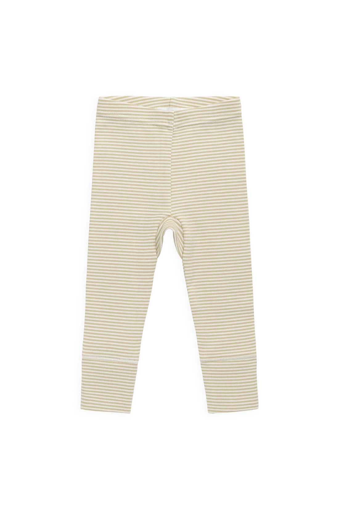 Organic Cotton Fine Rib Wiley Legging - Petite Stripe Hay/Cloud Childrens Legging from Jamie Kay NZ