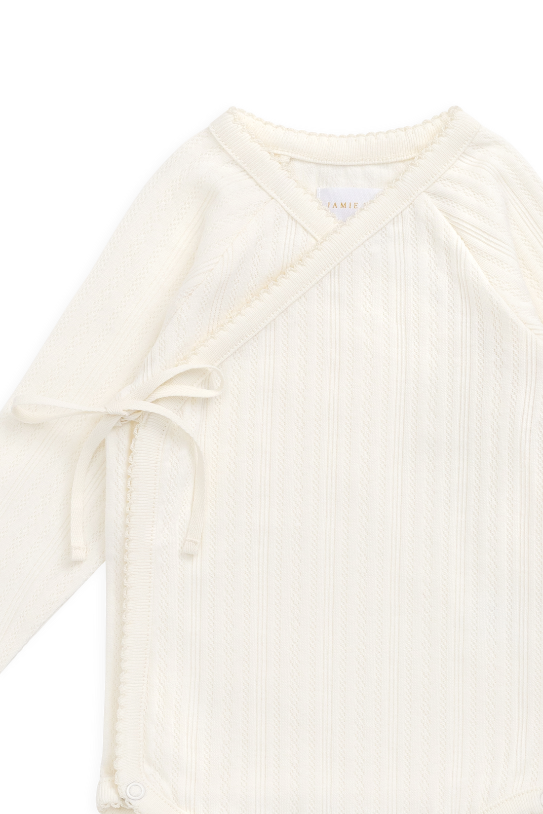 Organic Cotton Pointelle Marina Bodysuit - Parchment Childrens Bodysuit from Jamie Kay NZ