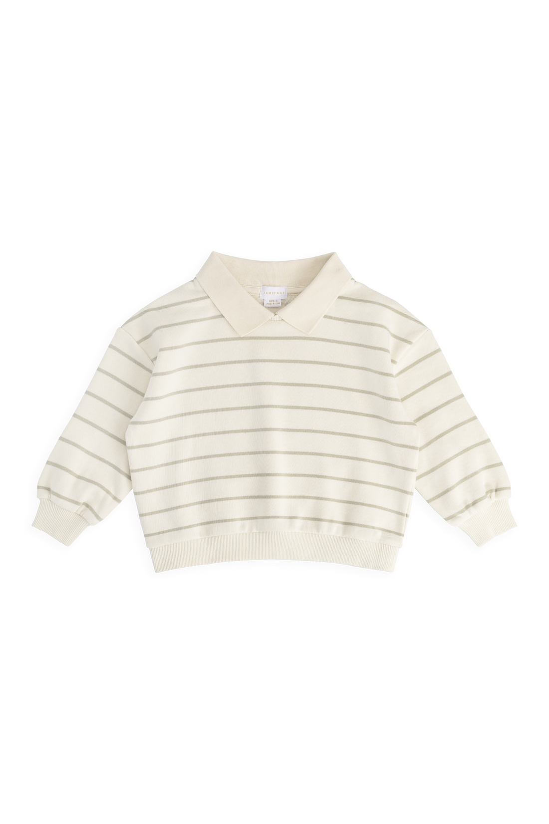 Benedict Sweatshirt - Horizon Stripe Lichen/Cloud Childrens Sweatshirting from Jamie Kay NZ