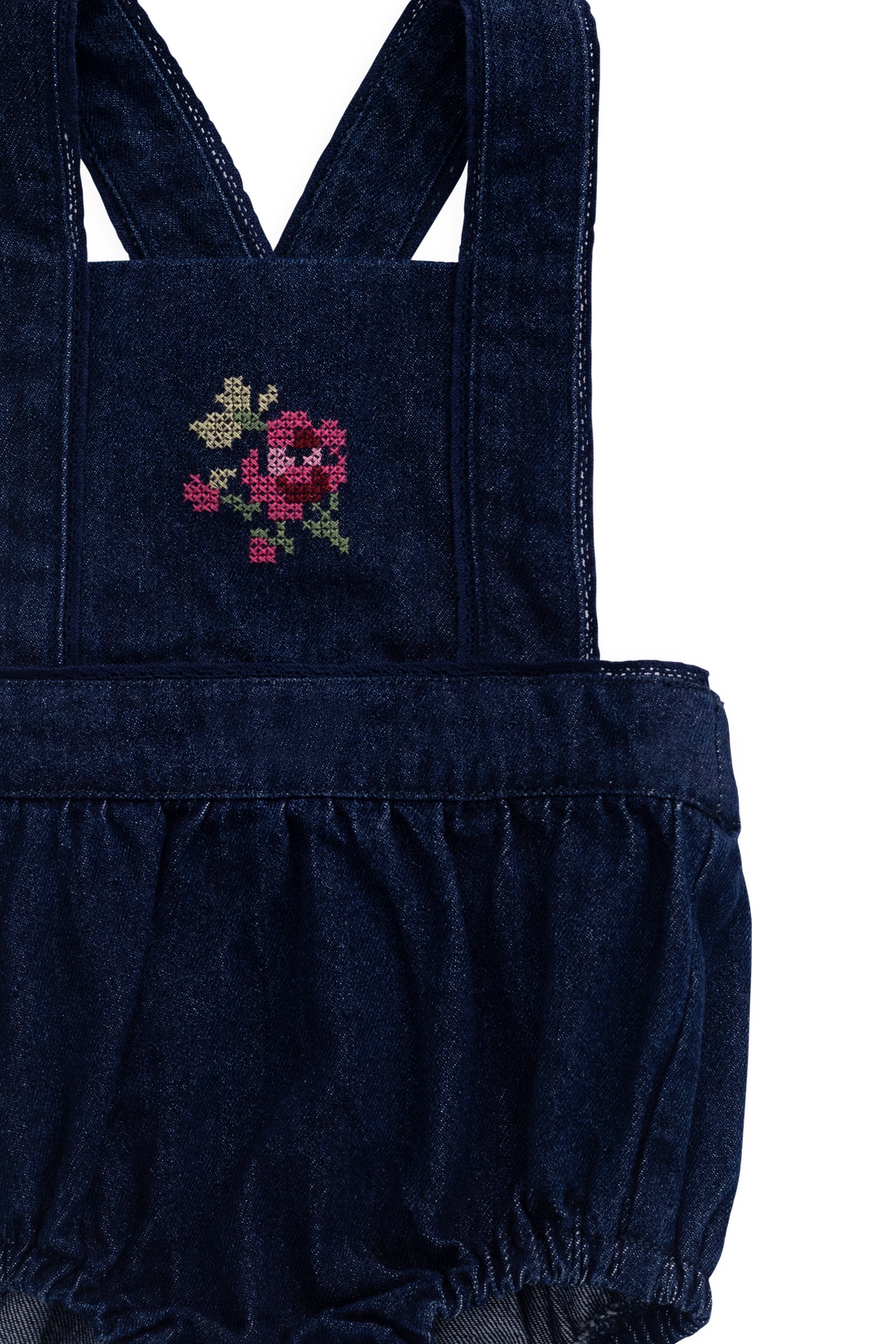 Calianna Playsuit - Deep Sea Denim Orchid Rose Childrens Playsuit from Jamie Kay NZ