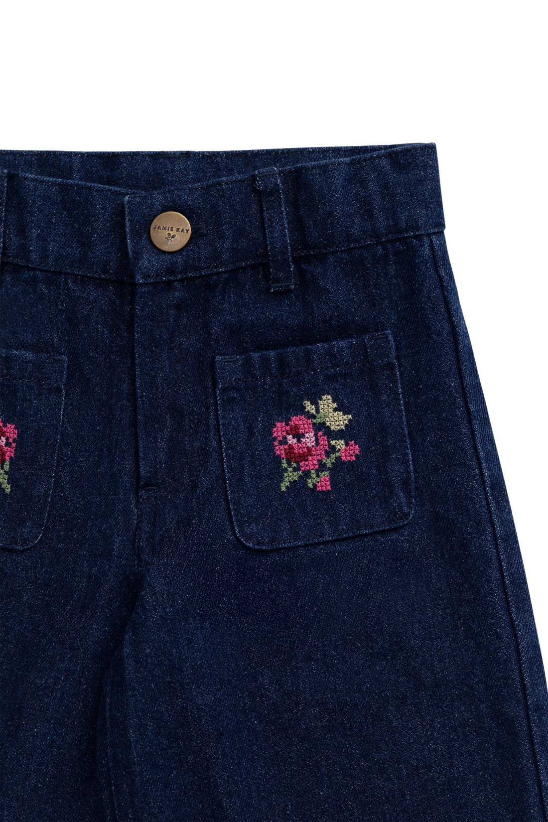 Ines Pant - Deep Sea Denim Orchid Rose Childrens Pants from Jamie Kay NZ