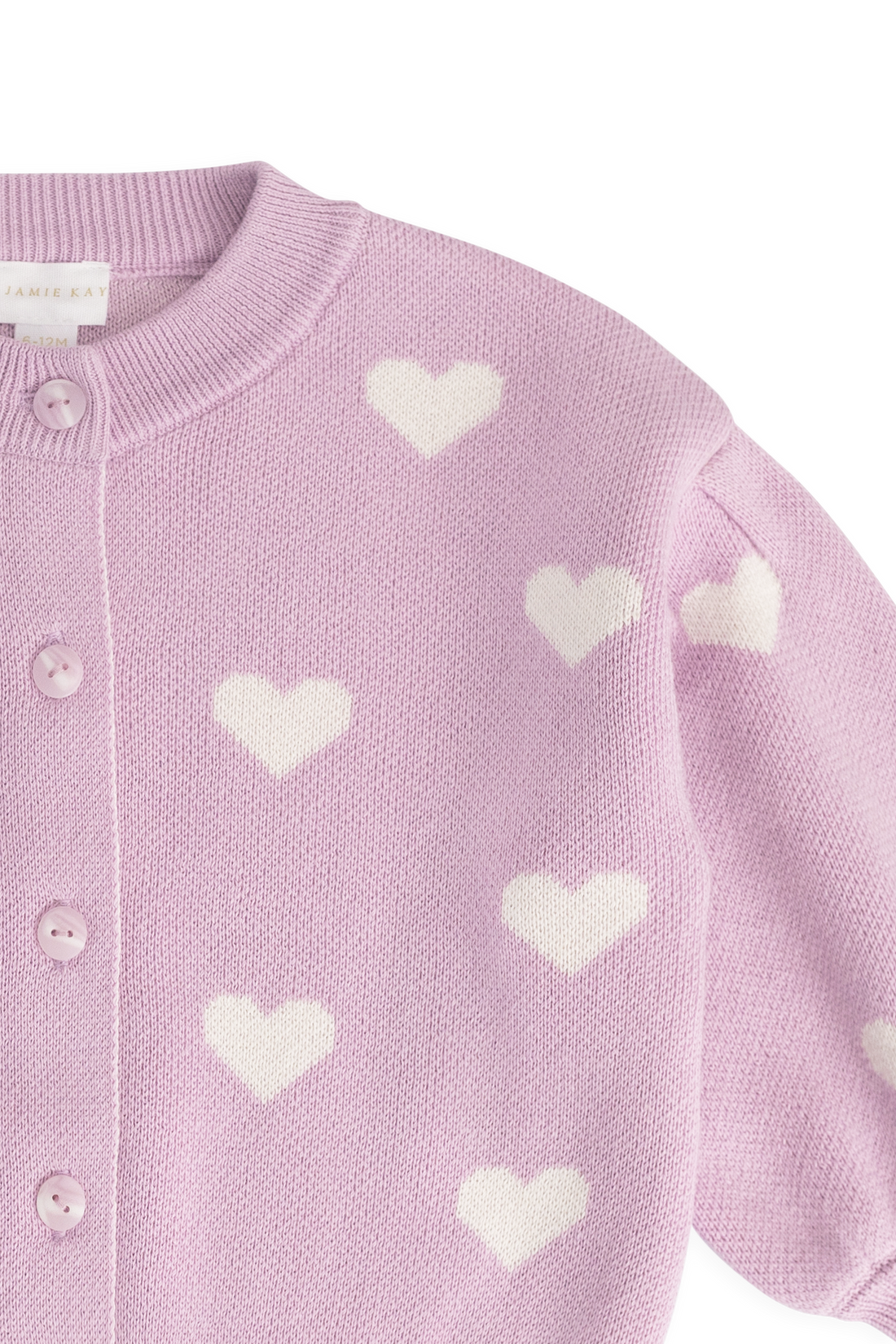 Kayla Cardigan - Kayla Heart Jacquard Orchid Dream Childrens Cardigan from Jamie Kay NZ