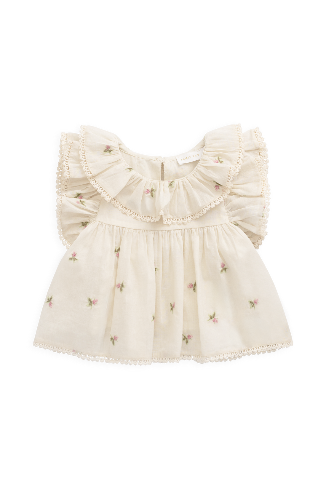 Organic Cotton Banks Blouse - Rosebud Egret Childrens Top from Jamie Kay NZ