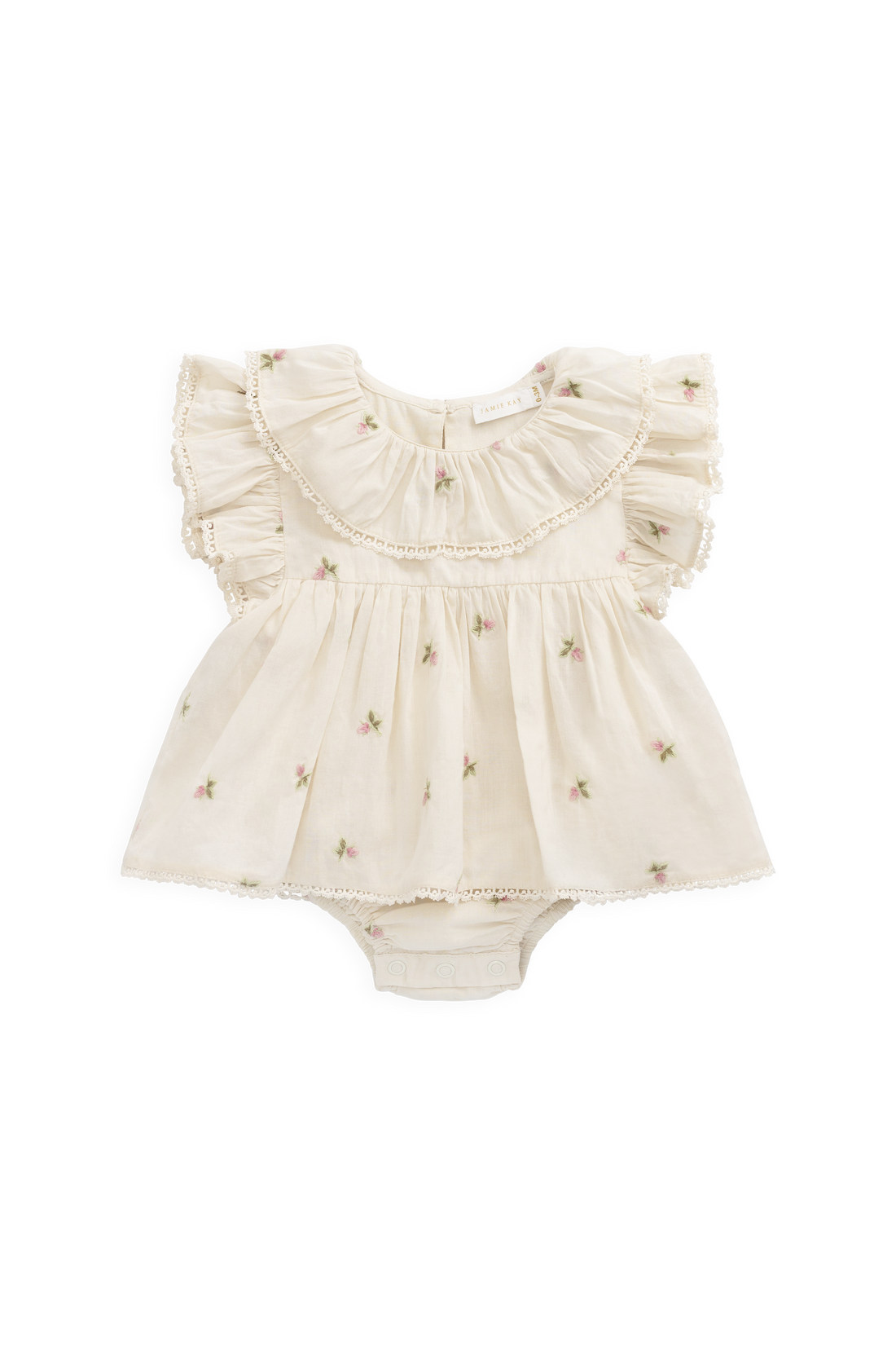 Organic Cotton Frannie Playsuit - Rosebud Egret Childrens Playsuit from Jamie Kay NZ