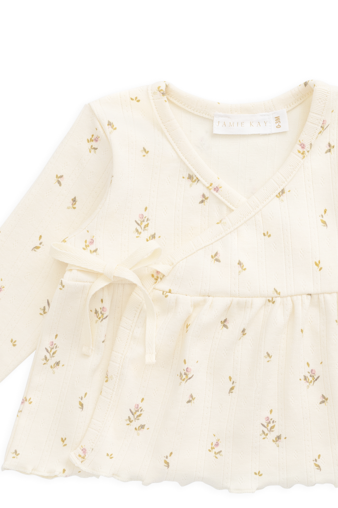 Organic Cotton Pointelle Lydie Wrap Top - Dina Antique Childrens Top from Jamie Kay NZ