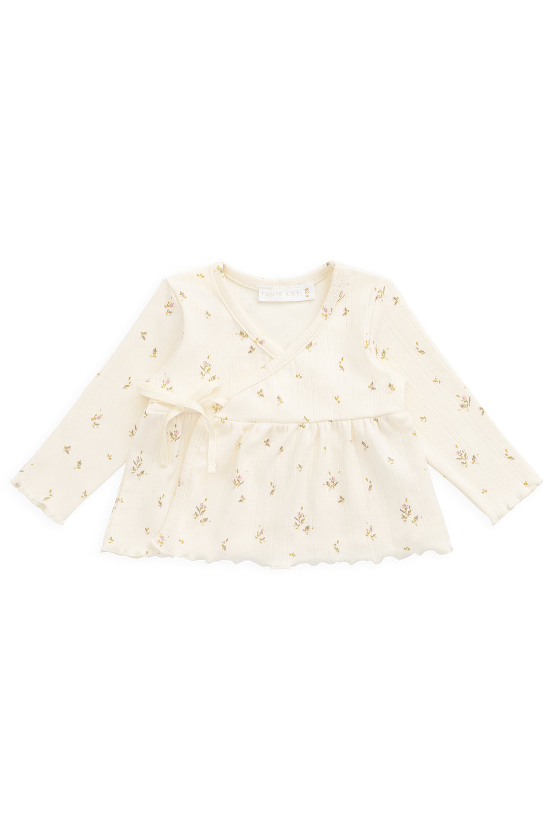 Organic Cotton Pointelle Lydie Wrap Top - Dina Antique Childrens Top from Jamie Kay NZ