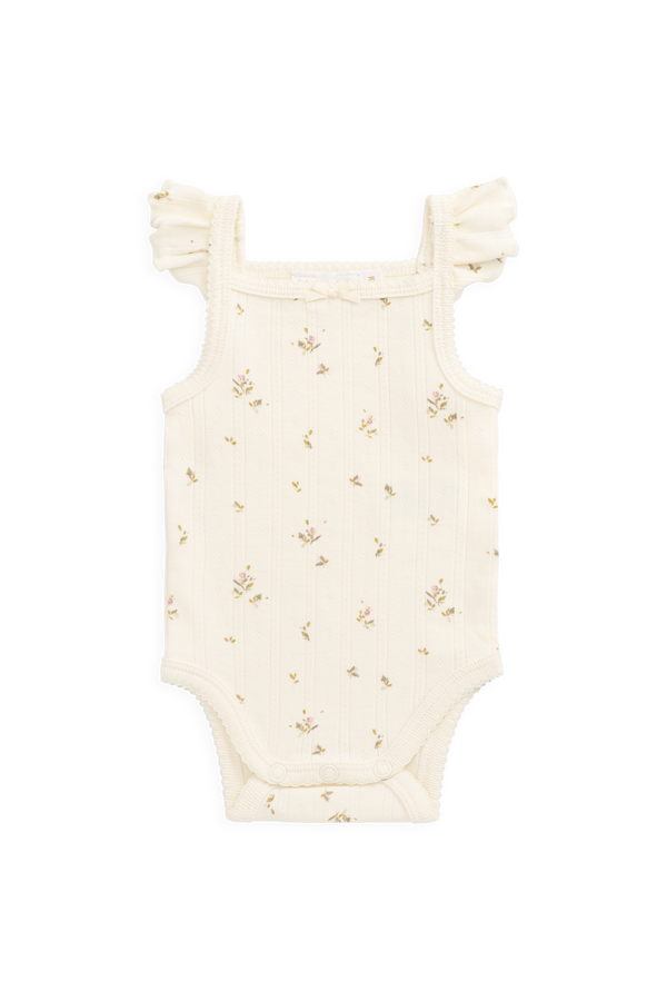 Organic Cotton Pointelle Zoella Bodysuit - Dina Antique Childrens Bodysuit from Jamie Kay NZ
