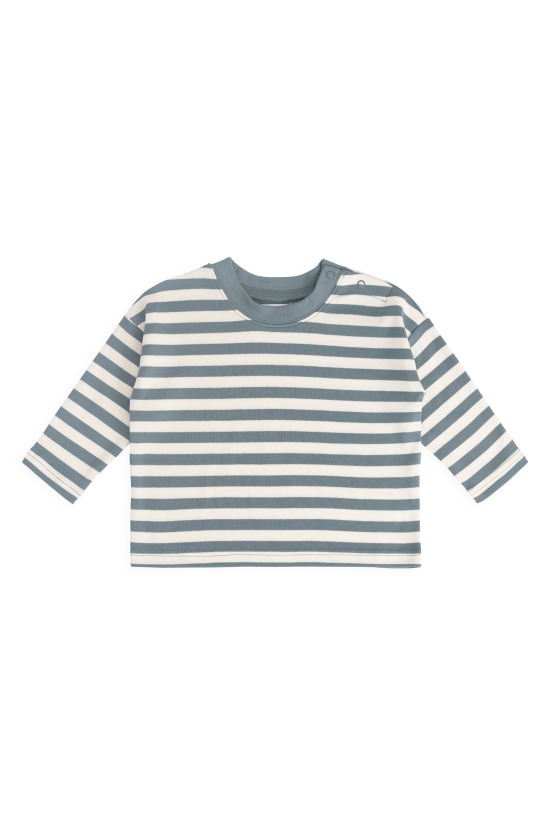 Pima Cotton Edward Long Sleeve Top - Essential Stripe Cloud/Honolulu Childrens Top from Jamie Kay NZ