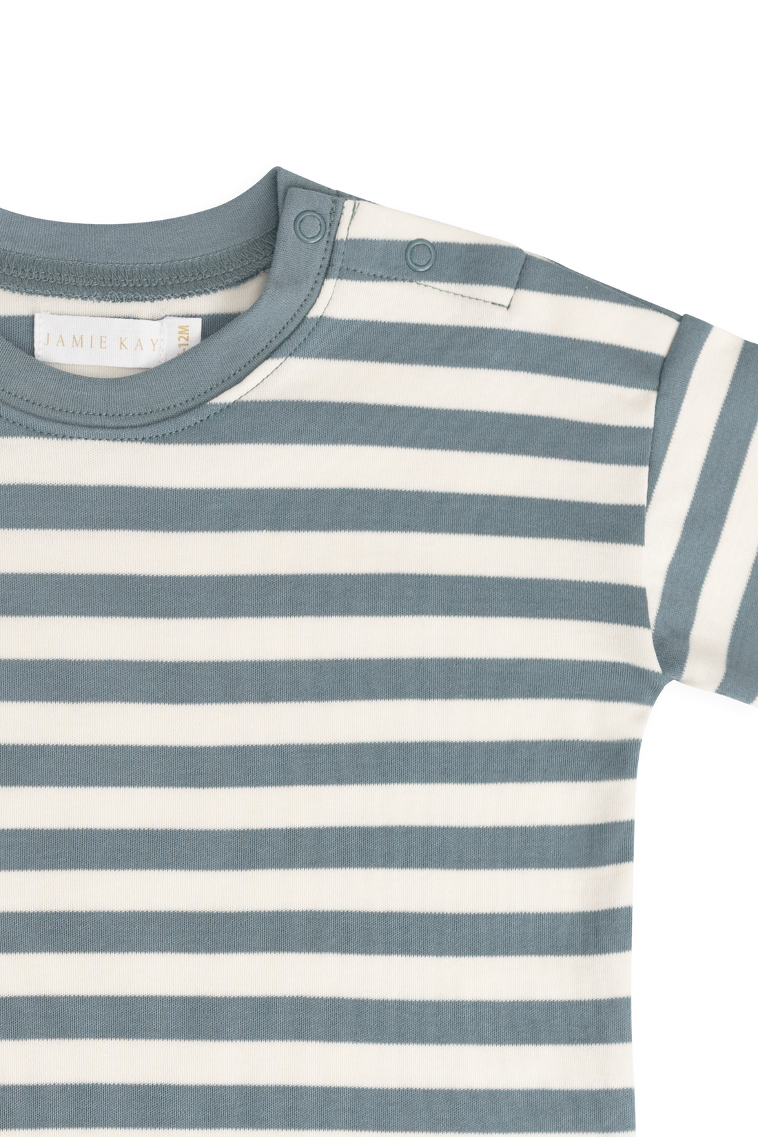 Pima Cotton Edward Tee - Essential Stripe Cloud/Honolulu Childrens Top from Jamie Kay NZ