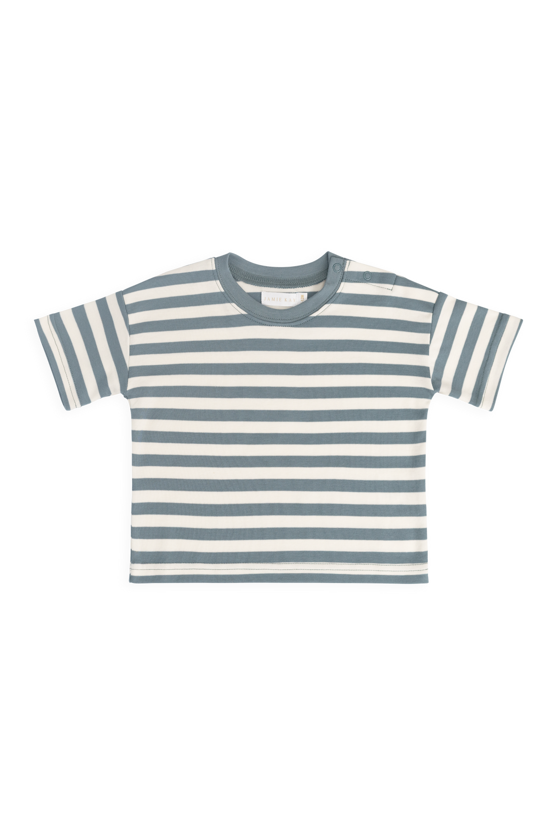 Pima Cotton Edward Tee - Essential Stripe Cloud/Honolulu Childrens Top from Jamie Kay NZ