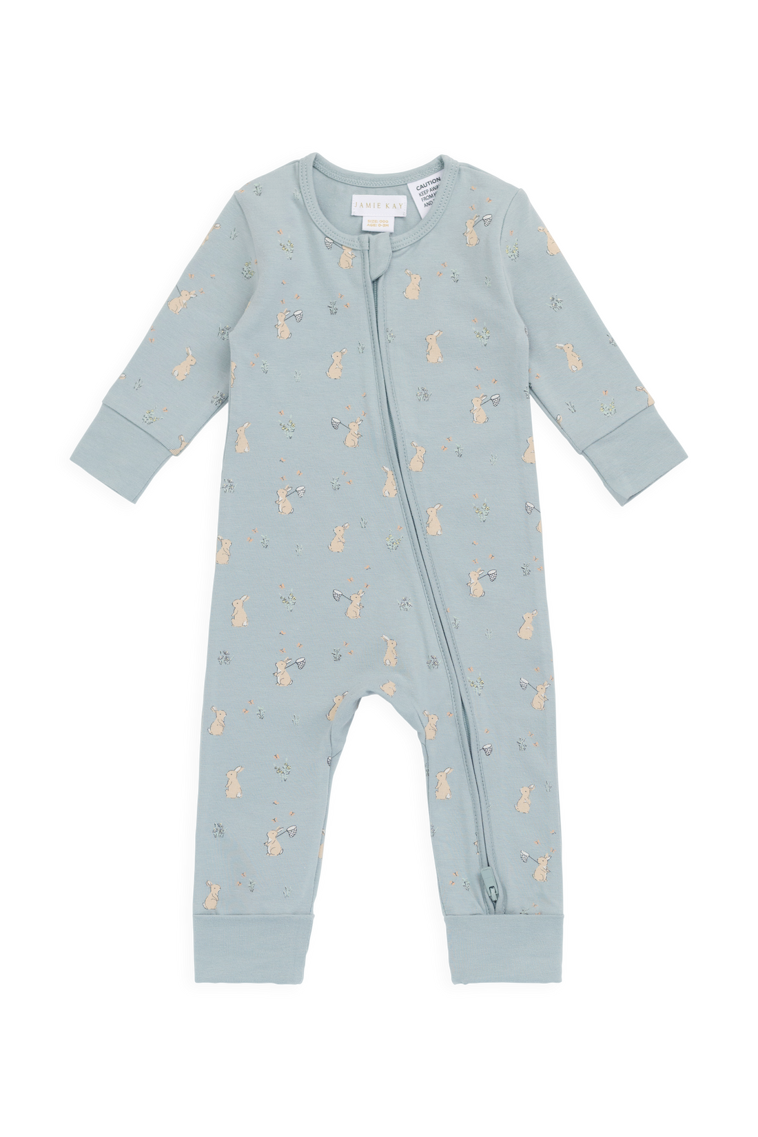 Organic Cotton Frankie Onepiece-Lapin Jardin Blue Childrens Onepiece from Jamie Kay NZ