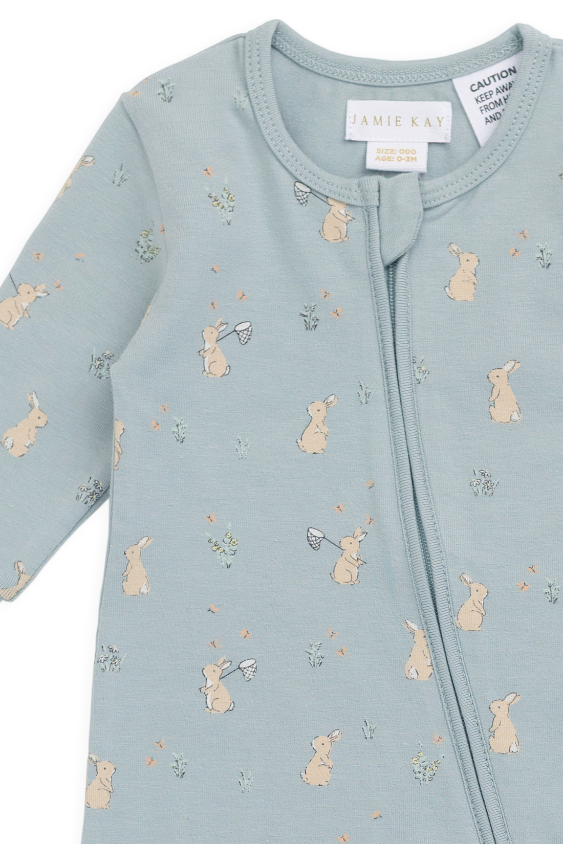 Organic Cotton Frankie Onepiece-Lapin Jardin Blue Childrens Onepiece from Jamie Kay NZ
