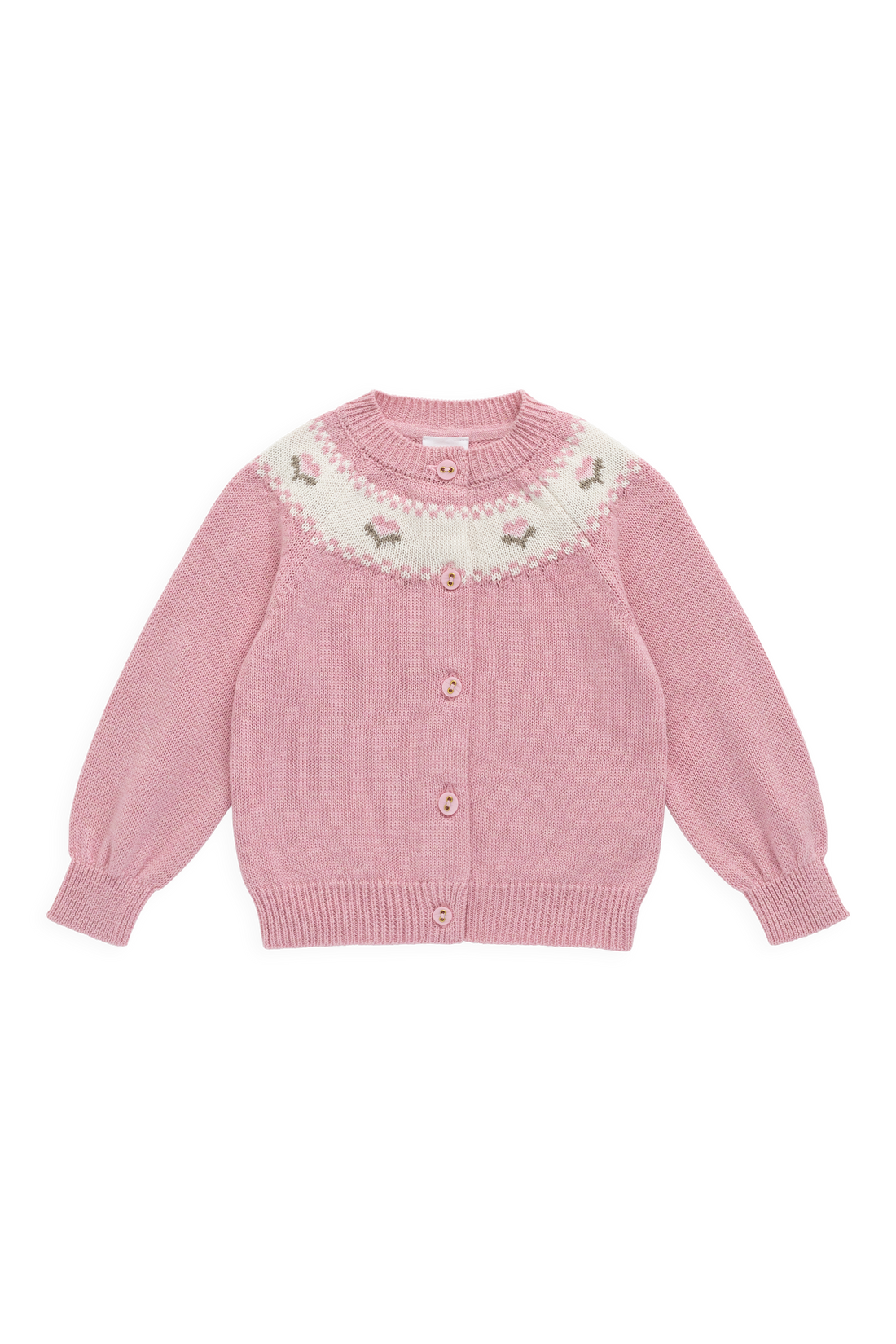 Annette Cardigan - Annette Jacquard - Pink Flutter Marle Childrens Top from Jamie Kay NZ