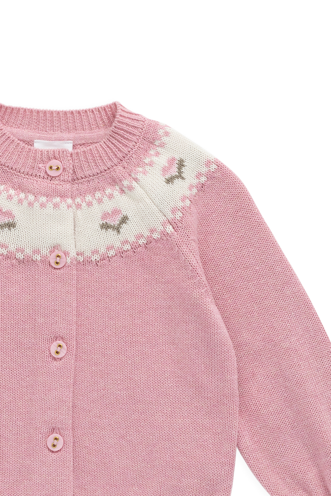 Annette Cardigan - Annette Jacquard - Pink Flutter Marle Childrens Top from Jamie Kay NZ