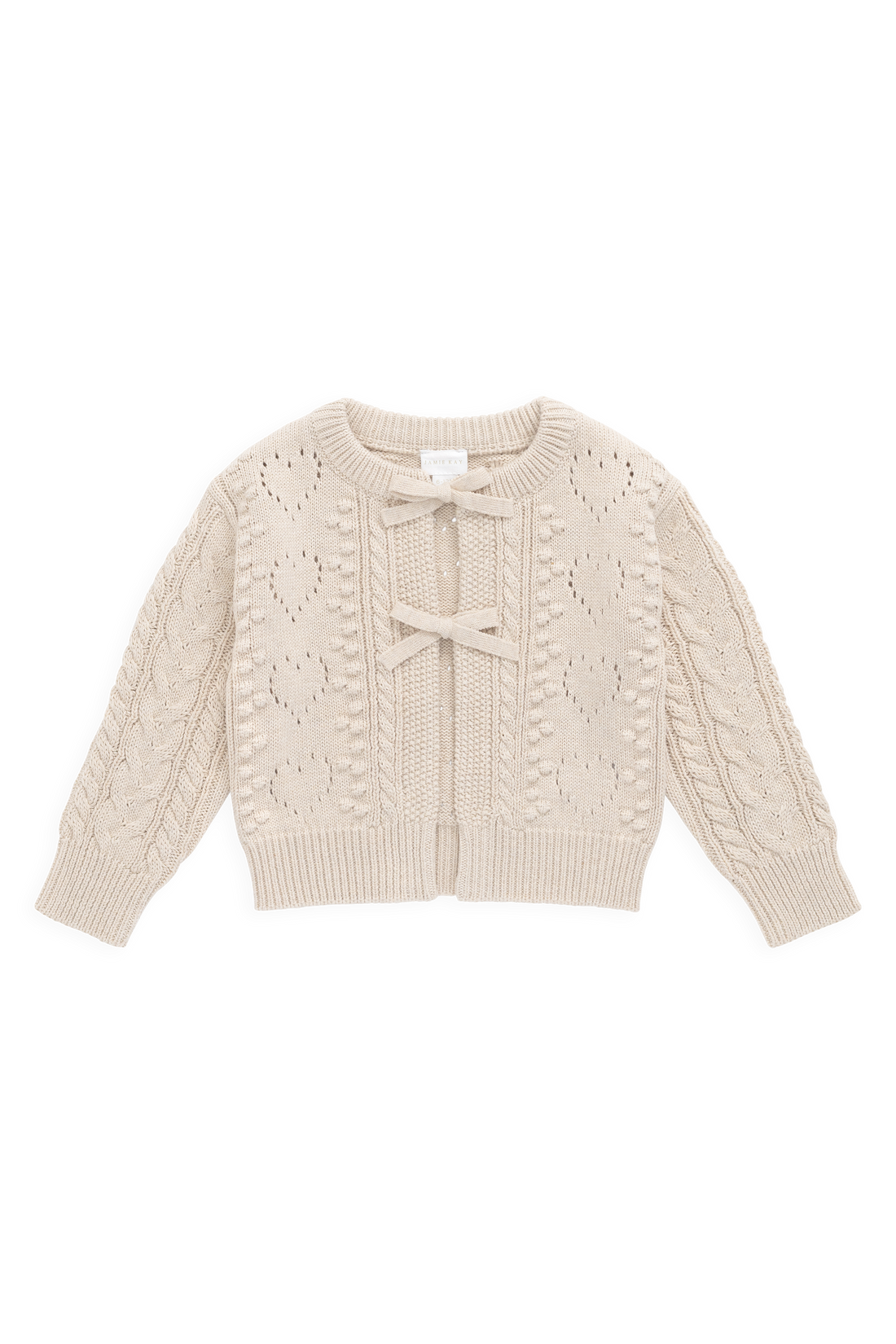 Josephine Cardigan - Light Oatmeal Marle Childrens Top from Jamie Kay NZ