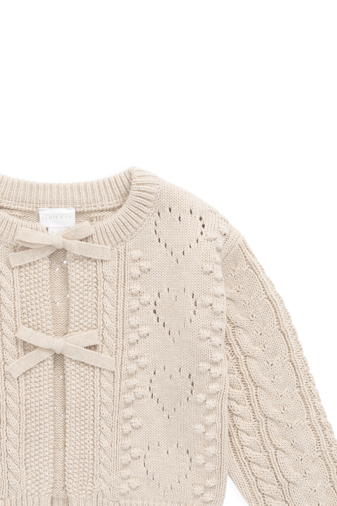Josephine Cardigan - Light Oatmeal Marle Childrens Top from Jamie Kay NZ