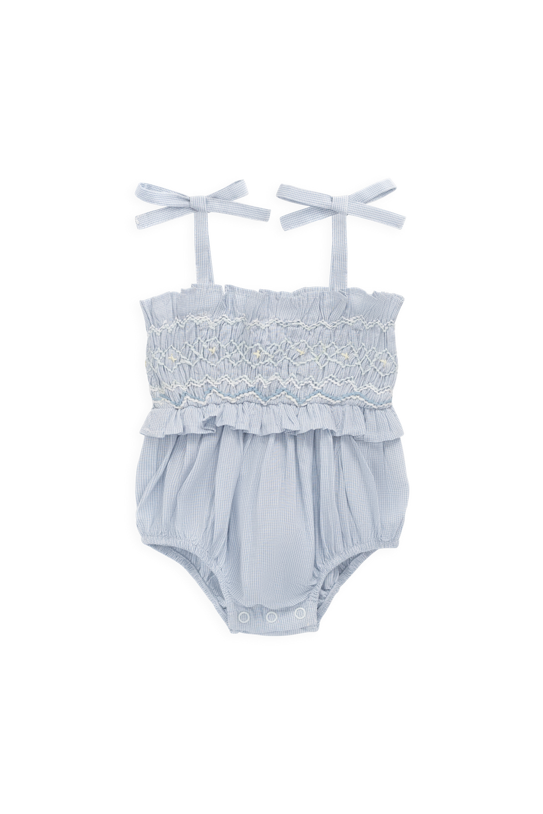 Organic Cotton Desiree Playsuit - Petite Check Childrens Playsuit from Jamie Kay NZ