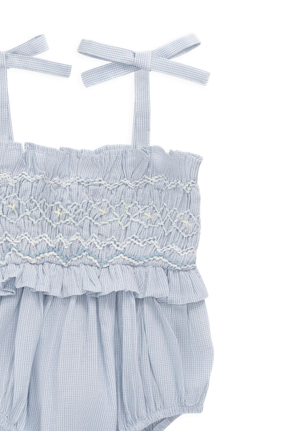 Organic Cotton Desiree Playsuit - Petite Check Childrens Playsuit from Jamie Kay NZ