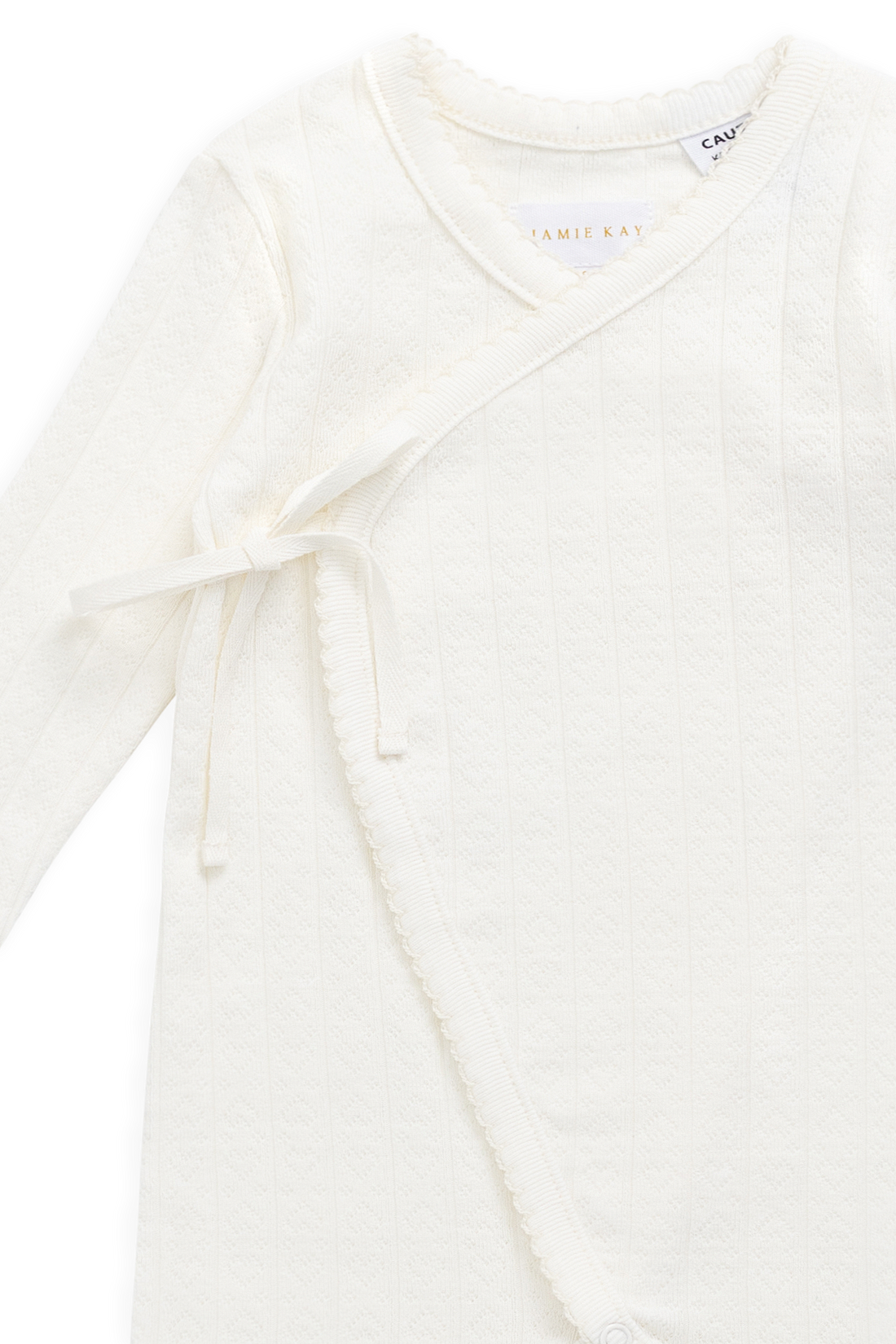 Organic Cotton Estelle Onepiece - Sweet Heart Pointelle Parchment Childrens Onepiece from Jamie Kay NZ